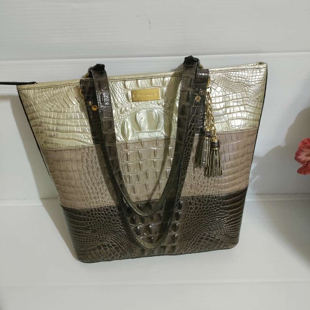 Brahmin Asher Tote Heather Vineyard Tri-Tone Melbourne Leather